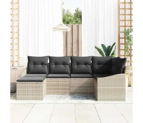 Sodo Valgomojo Komplektas Su Pagalve 6 Pcs Šviesiai Pilka