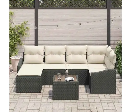 Sodo Valgomojo Komplektas Su Pagalve 7 Pcs Ruda Ir Grietinėlė Sodo Valgomojo Komplektas Su Pagalve 7 Pcs Ruda Ir Grietinėlė