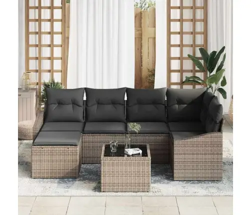 6 Daļīga Dārza Ēdamistaba Ar Spilveniem Melnā Polirattanā Vidaxl