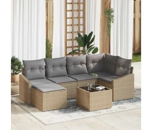 Sodo Valgomojo Komplektas 7 Pcs Bežinė Ir Šviesiai Pilka