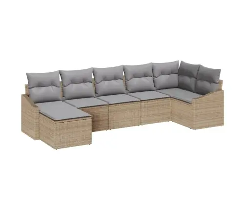 Dārza Ēdamgalds Ar Spilvenu 7 Pcs Bēša Un Gaiši Pelēka Vidaxl