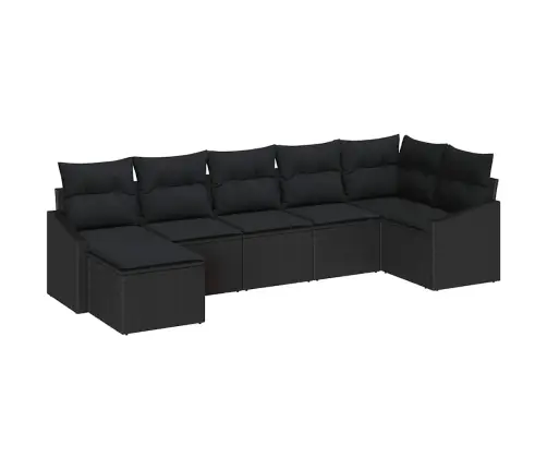 Dārza Dīvānu Komplekts Ar Spilvenu 7 Pcs Melna Poliratāns Vidaxl