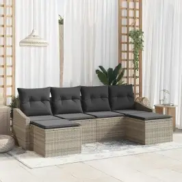 Dārza Ēdamgalds Ar Spilvenu Ar Uzglabāšanu 6 Pcs Gaiši Pelēks Vidaxl