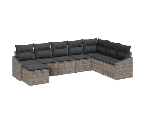 Dārza Ēdamgalds 8 Pcs Pelēka Poli Rattan Un Krāsots Tērauds Vidaxl