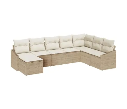 8 Elementu Dārza Ēdamgalda Komplekts Ar Spilveniem Bēšā Polirašanā Vidaxl