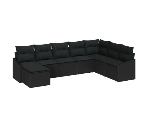 Dārza Dīvānu Komplekts Ar Spilvenu 8 Pcs Melna Poliratāns Vidaxl