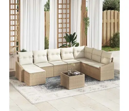 9 Daļu Dārza Galds Ar Spilveniem Brūnā Polirattanā Vidaxl