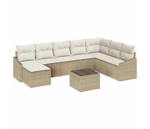 9 Daļu Dārza Galds Ar Spilveniem Brūnā Polirattanā Vidaxl