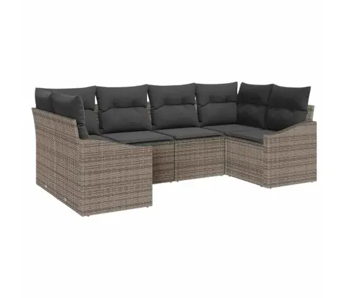 Dārza Dīvānu Komplekts Ar Spilvenu Ar Uzglabāšanu 6 Pcs Pelēka Vidaxl