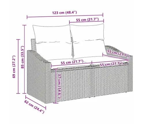 Aia Diivanikomplekt 6 Pcs Beež Ja Heledhall Polürotang