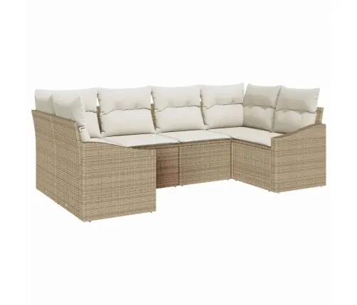 Sodo Sofų Rinkinys Su Pagalve 6 Pcs Bežinė Ir Kreminė