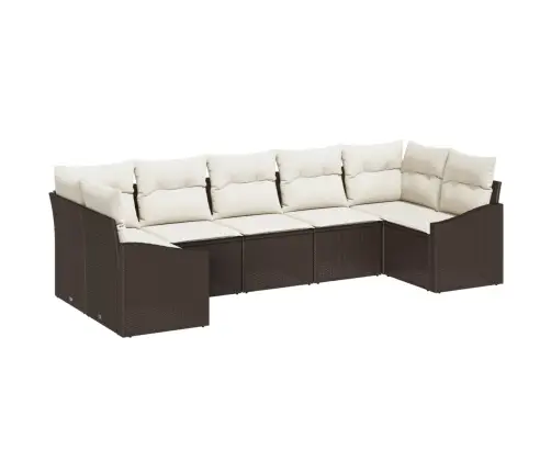 7 Daļīgu Dārza Ēdamistabas Komplektu Ar Spilveniem - Brūnā Polirotangā Vidaxl