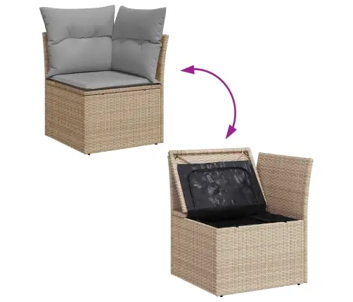 7 Daļu Dārza Galds Ar Spilveniem Bēšā Poli Ratanā Vidaxl