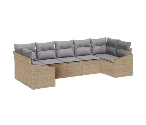 7 Daļu Dārza Galds Ar Spilveniem Bēšā Poli Ratanā Vidaxl