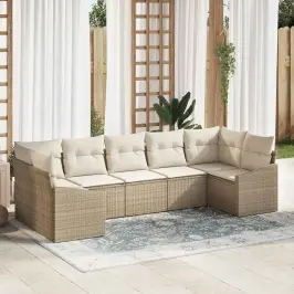 Dārza Ēdamgalds Ar Spilvenu Ar Uzglabāšanu 7 Pcs Bēšs Un Krēms Vidaxl