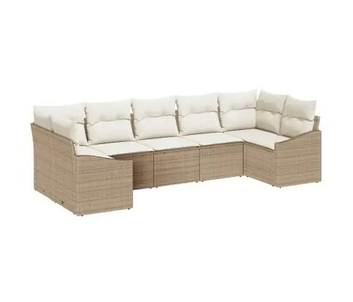 Dārza Ēdamgalds Ar Spilvenu Ar Uzglabāšanu 7 Pcs Bēšs Un Krēms Vidaxl