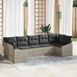 Dārza Ēdamgalds Ar Spilvenu Ar Uzglabāšanu 7 Pcs Gaiši Pelēks Vidaxl