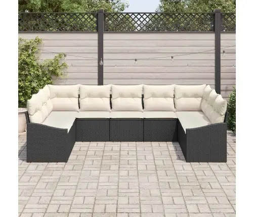 9 Daļu Dārza Galda Komplekts Ar Melnā Poliratanā Vidaxl