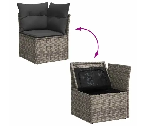 9 Daļīgā Dārza Ēdamistabas Komplekts Ar Spilveniem Pelēkā Rotangpalmas Vidaxl