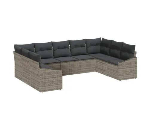 9 Daļīgā Dārza Ēdamistabas Komplekts Ar Spilveniem Pelēkā Rotangpalmas Vidaxl