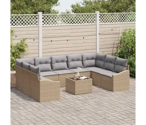 Aia Diivanikomplekt Padjaga 9 Pcs Beež Ja Heledhall Polürotang