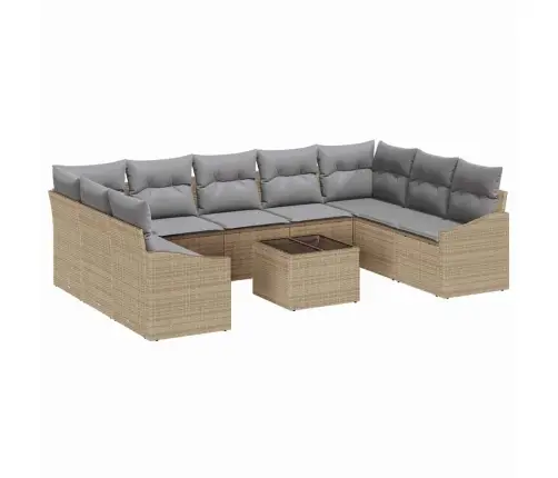 Aia Diivanikomplekt Padjaga 9 Pcs Beež Ja Heledhall Polürotang