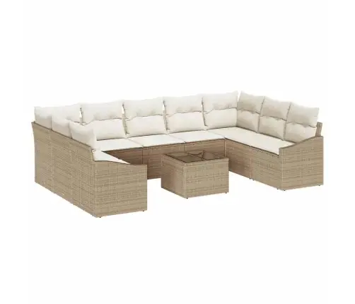 Sodo Sofų Rinkinys Su Saugykla Bežinė Ir Kreminė Poliratanas