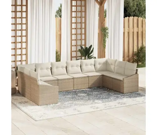 Dārza Ēdamgalds Ar Spilvenu Ar Uzglabāšanu 10 Pcs Bēšs Un Krēms Vidaxl