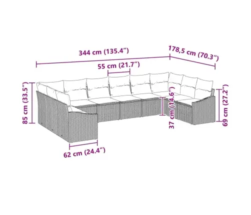 Dārza Ēdamgalds Ar Spilvenu Ar Uzglabāšanu 10 Pcs Bēšs Un Krēms Vidaxl