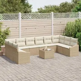 Dārza Ēdamgalds Ar Spilvenu Ar Uzglabāšanu 11 Pcs Bēšs Un Krēms Vidaxl