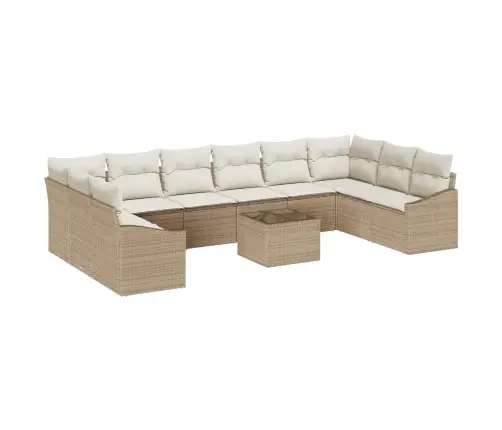 Sodo Sofų Rinkinys Su Saugykla Bežinė Ir Kreminė Poliratanas