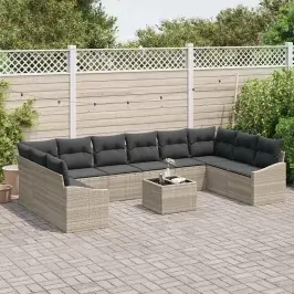 Dārza Ēdamgalds Ar Spilvenu Ar Uzglabāšanu 11 Pcs Gaiši Pelēks Vidaxl