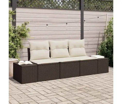 Aia Diivanikomplekt Padjaga Ladustamisega 3 Pcs Pruun Ja Kreem