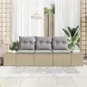 Sodo Sofų Rinkinys Su Pagalve 3 Pcs Bežinė Ir Šviesiai Pilka