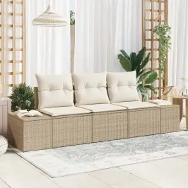 Dārza Dīvānu Komplekts Ar Spilvenu 3 Pcs Bēšs Un Krēms Vidaxl