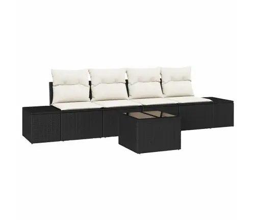 5 Daļīgu Dārza Dīvānu Komplekts Ar Spilveniem Melns Poliratanis Vidaxl