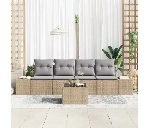 Aia Diivanikomplekt Padjaga 5 Pcs Beež Ja Hall Polürotang