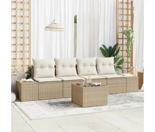 5 Daļu Dārza Dīvānu Komplekts Ar Spilveniem Bēšā Krāsā Vidaxl