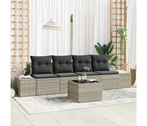 Sodo Sofų Rinkinys 5 Pcs Šviesiai Pilka Ir Tamsiai Pilka