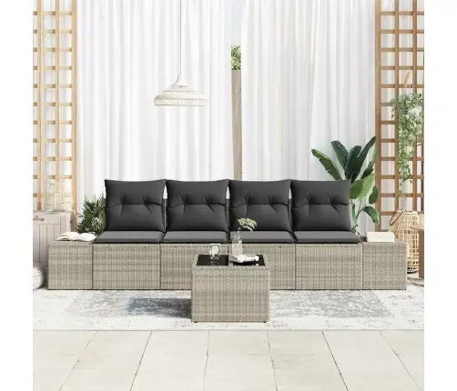 Sodo Sofų Rinkinys 5 Pcs Šviesiai Pilka Ir Tamsiai Pilka