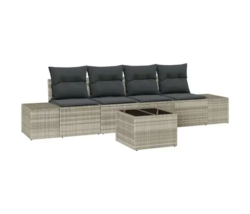 Sodo Sofų Rinkinys 5 Pcs Šviesiai Pilka Ir Tamsiai Pilka