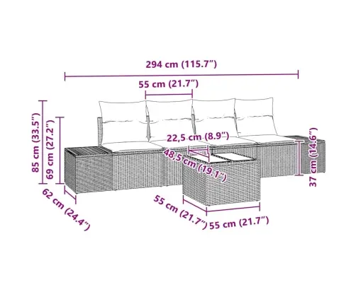 Sodo Sofų Rinkinys 5 Pcs Šviesiai Pilka Ir Tamsiai Pilka