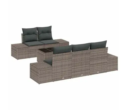 Sodo Sofų Rinkinys Su Pagalve 6 Pcs Pilka Poliratanas