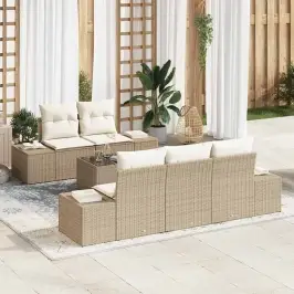 Dārza Dīvānu Komplekts 6 Pcs Bēšs Un Krēms 55 X 55 X 37 Cm Vidaxl