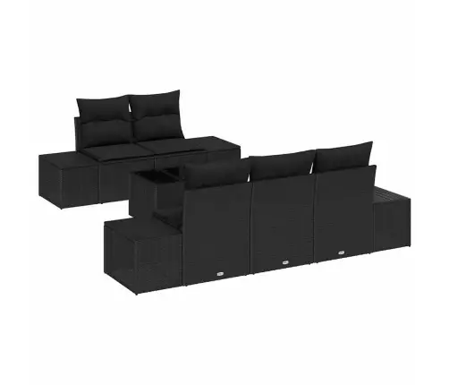 6 Daļu Dārza Dīvānu Komplekts Ar Spilveniem, Melns, Polietilēna Rotangpalma Vidaxl
