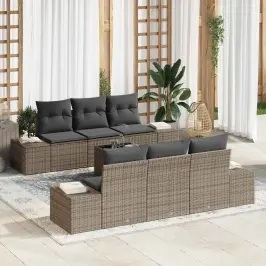 Dārza Dīvānu Komplekts Ar Spilvenu 7 Pcs Pelēka 55 X 55 X 37 Cm Vidaxl