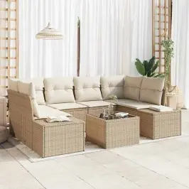 Dārza Dīvānu Komplekts 7 Pcs Bēšs Un Krēms 55 X 55 X 37 Cm Vidaxl