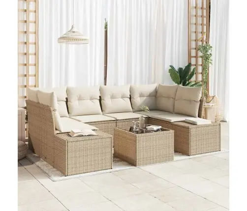 Sodo Sofų Rinkinys 8 Pcs Bežinė Ir Kreminė Poliratanas