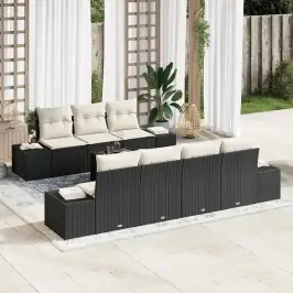 Dārza Dīvānu Komplekts 8 Pcs Melns Un Krēmkrāsa 55 X 55 X 37 Cm Vidaxl