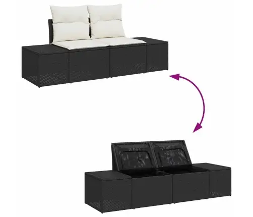 Sodo Sofų Rinkinys 8 Pcs Juoda Ir Kreminė 55 X 55 X 37 Cm